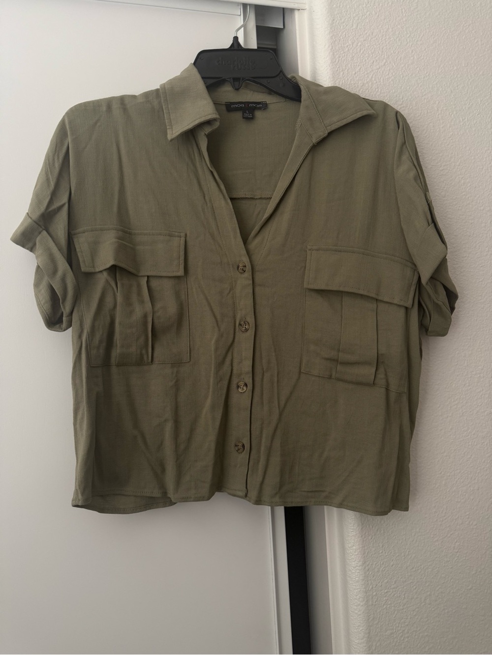 Moa Moa Olive Utility Button-Down Shirt